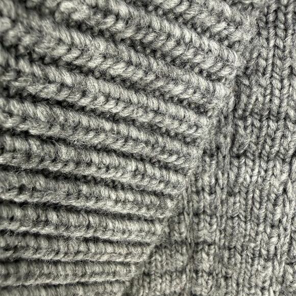 Express Gray Cowl Neck Cable Knit Long Sweater Tunic Womens L Merino Wool - Picture 6 of 8